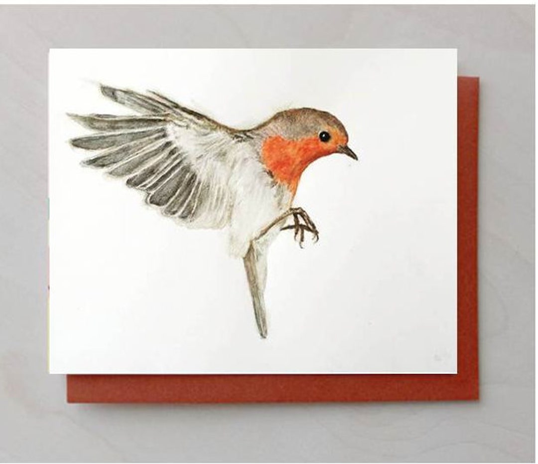 Robin Greeting Card Print A Robin Red Breast Card Watercolor Painted ...