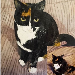 Custom Cat Portrait. Acrylic cat portrait, Hand painted pet portrait. A personal pet portrait, Cat memorial gift, Acrylic Cat painting gift image 2