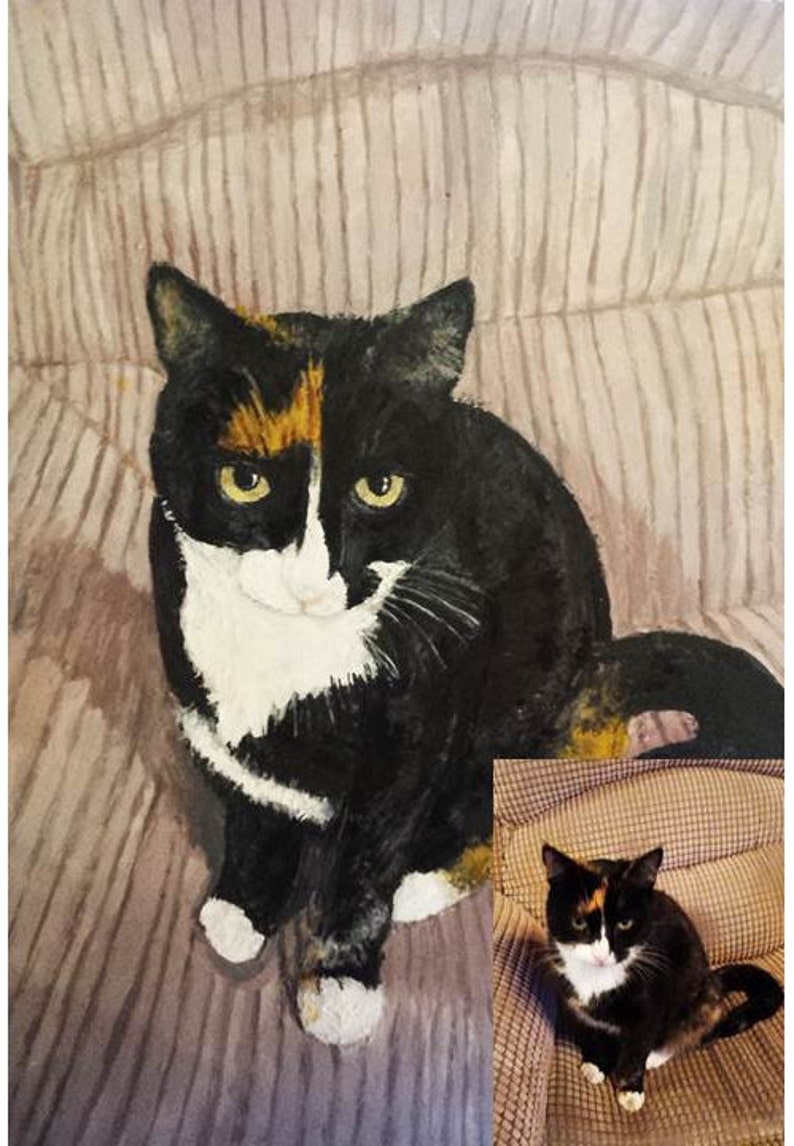Custom Cat Portrait. Acrylic cat portrait, Hand painted pet portrait. A personal pet portrait, Cat memorial gift, Acrylic Cat painting gift image 5