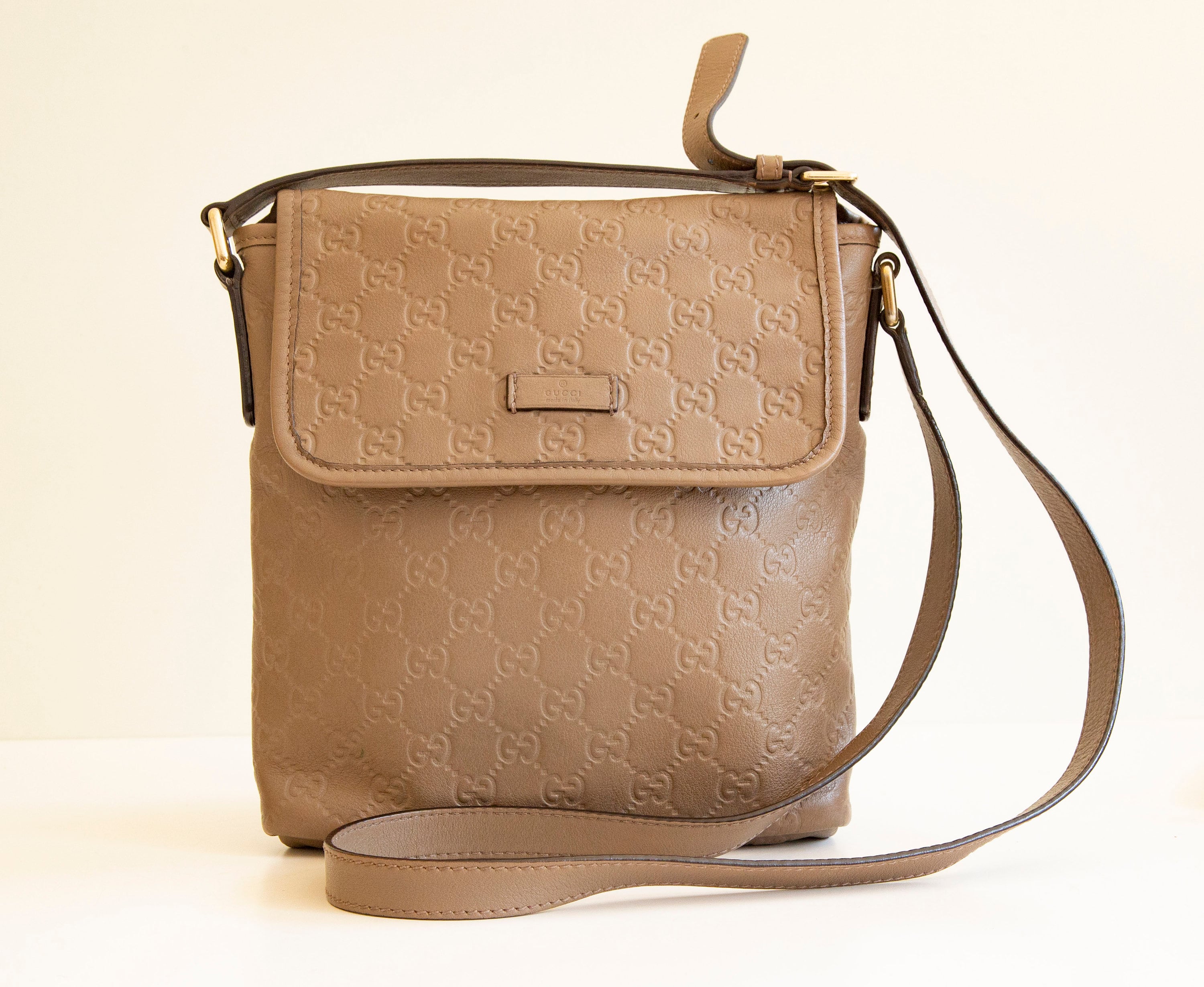 Gucci Messenger Crossbody Guccissima GG Adjustable Strap Brown/Beige