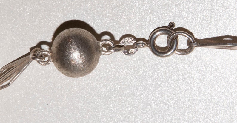 Antique Victorian Ball Link Necklace 835 Silver 80 CM Long