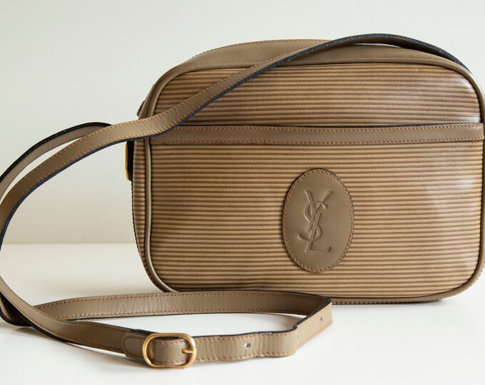Yves Saint Laurent YSL Crossbody Camera Bag in Coated Striped Etsy