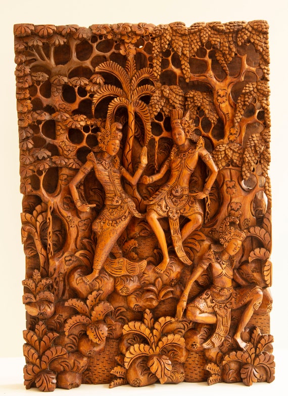 Balinese Hand Carved Wooden Panel of Rama and Sita Indonesia - Etsy Australia