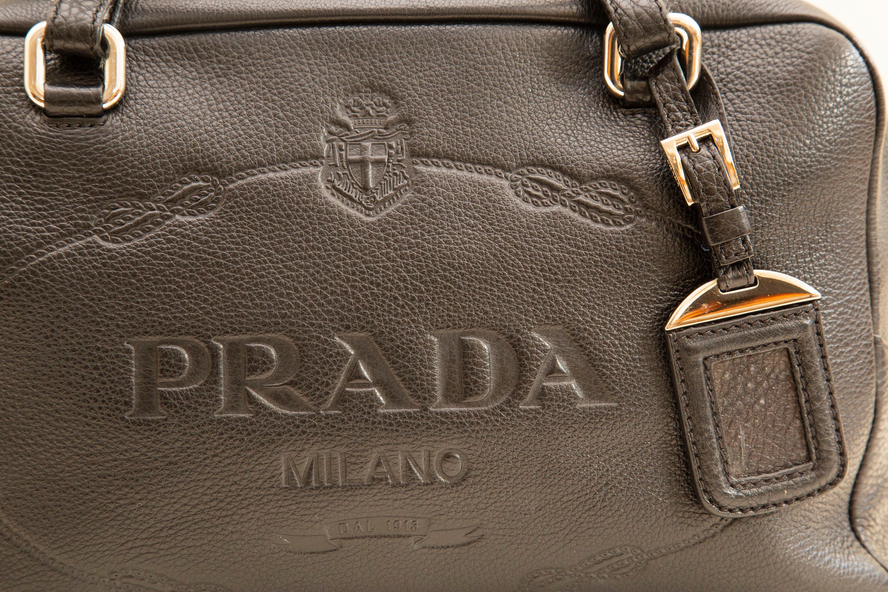 Prada Embossed Logo Leather Bag
