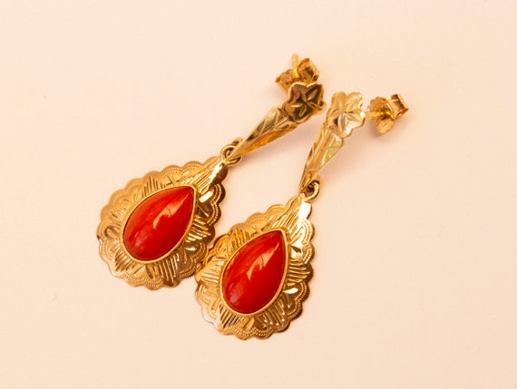 Ornate Antique 18Kt gold filigree & Coral Earrings For Sale | Antiques.com  | Classifieds | Coral earrings, Black beaded jewelry, Gold jewelry earrings
