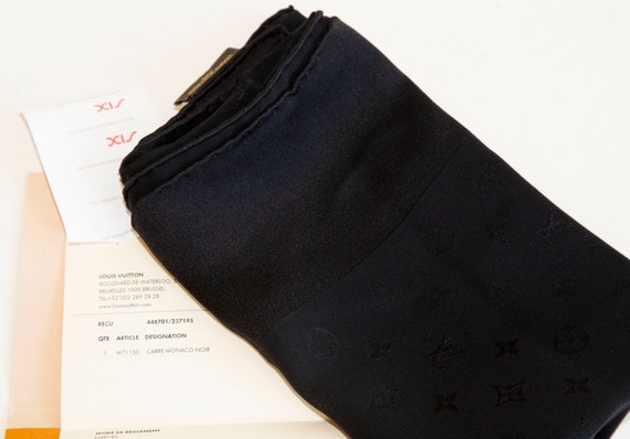 Louis Vuitton Carre Monaco Scarf Monogram Black Noir 100% Silk