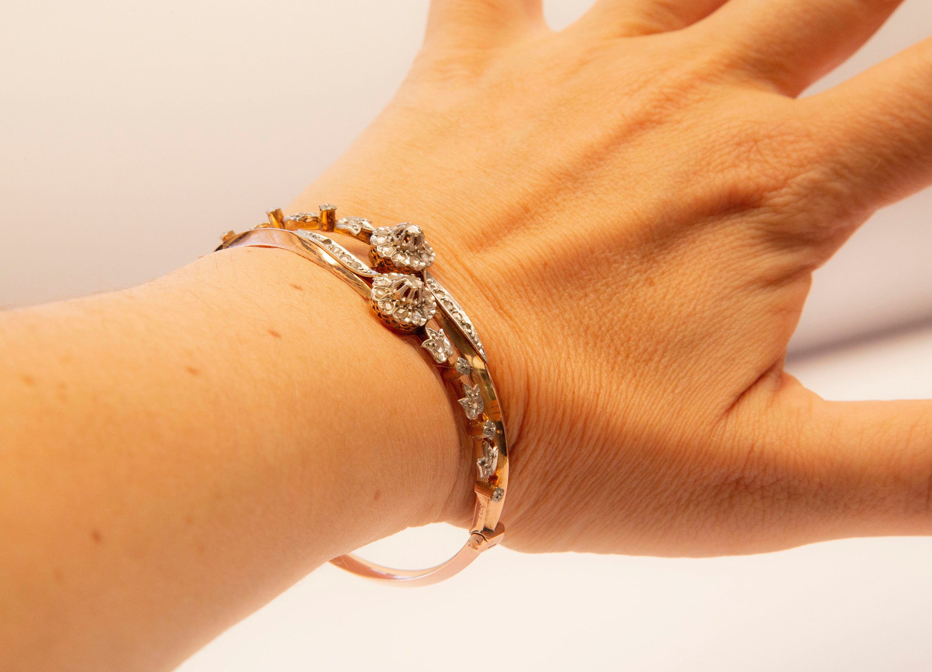 18 Karat Gold Armreif vergoldet Geschenk Schmuck Armkette Diamant Herz Liebe 47€ 