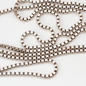 Silver Venetian Box Chain Necklace Chunky Extra Long- Silver 835 - 50 Grams - 115 cm -45 Inches Very Good Vintage Condition