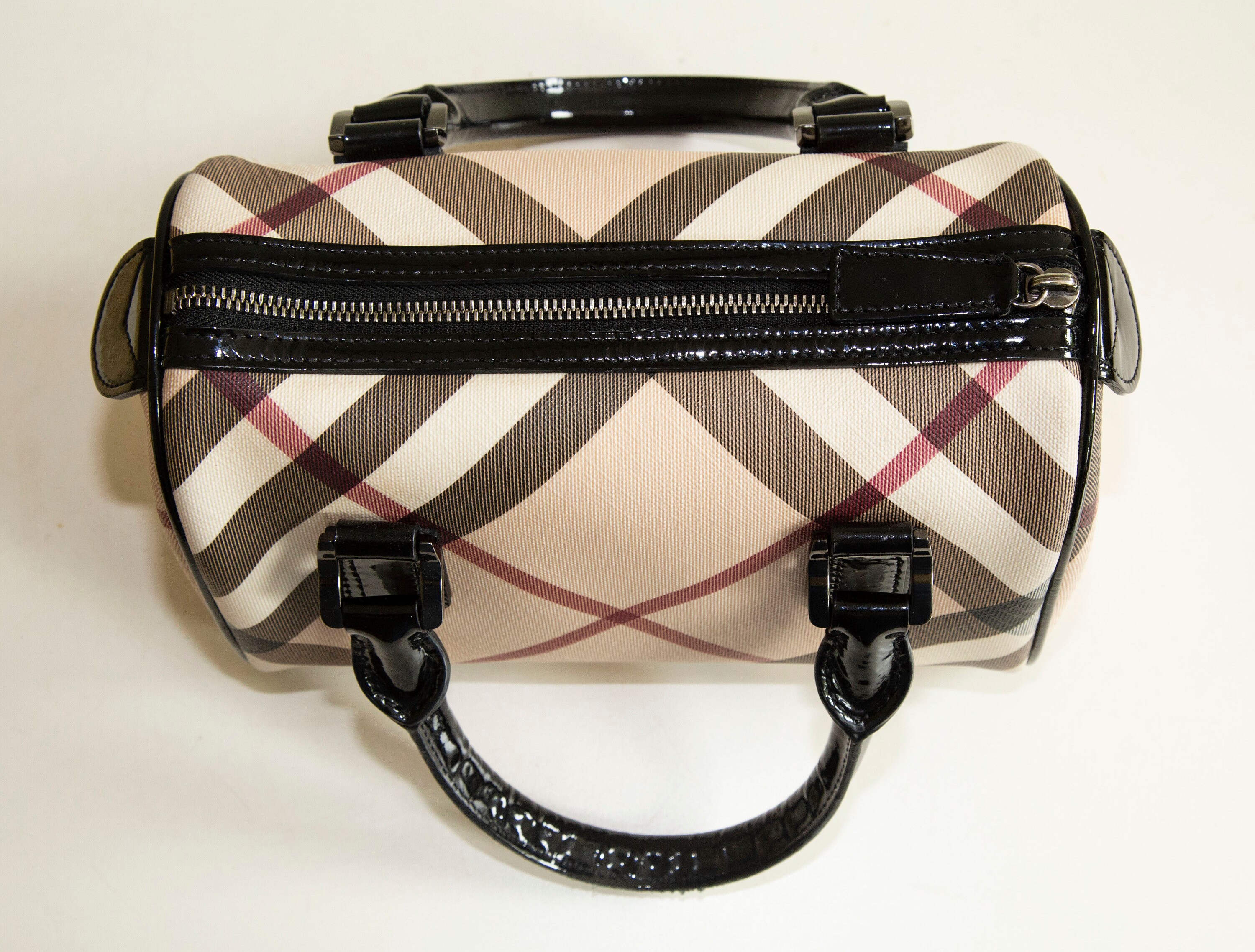 Burberry Beige Nova Check Nylon Bowler Handbag Q3B1MC210H007