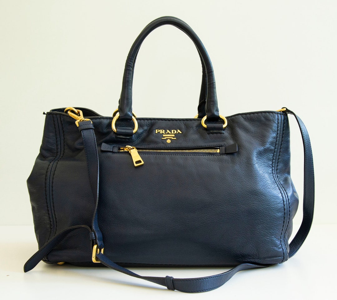 Prada Two-way Bag in Blue Leather in Good Condition - Etsy