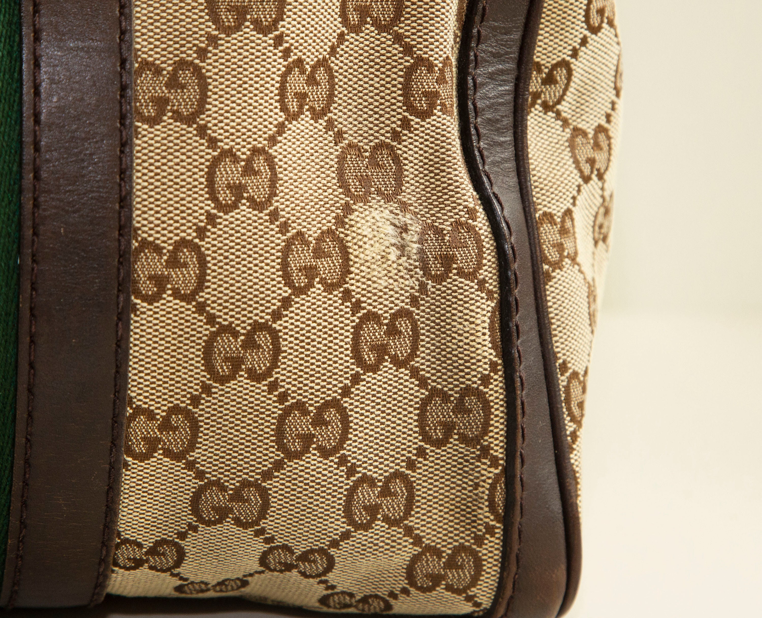 Gucci Web Original Logo Boston Bag Brown Beige