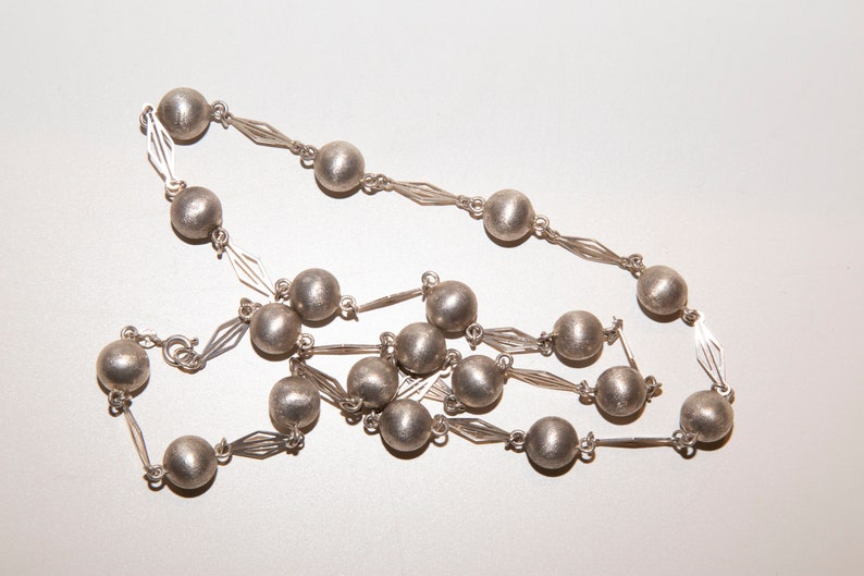 Antique Victorian Ball Link Necklace 835 Silver 80 CM Long