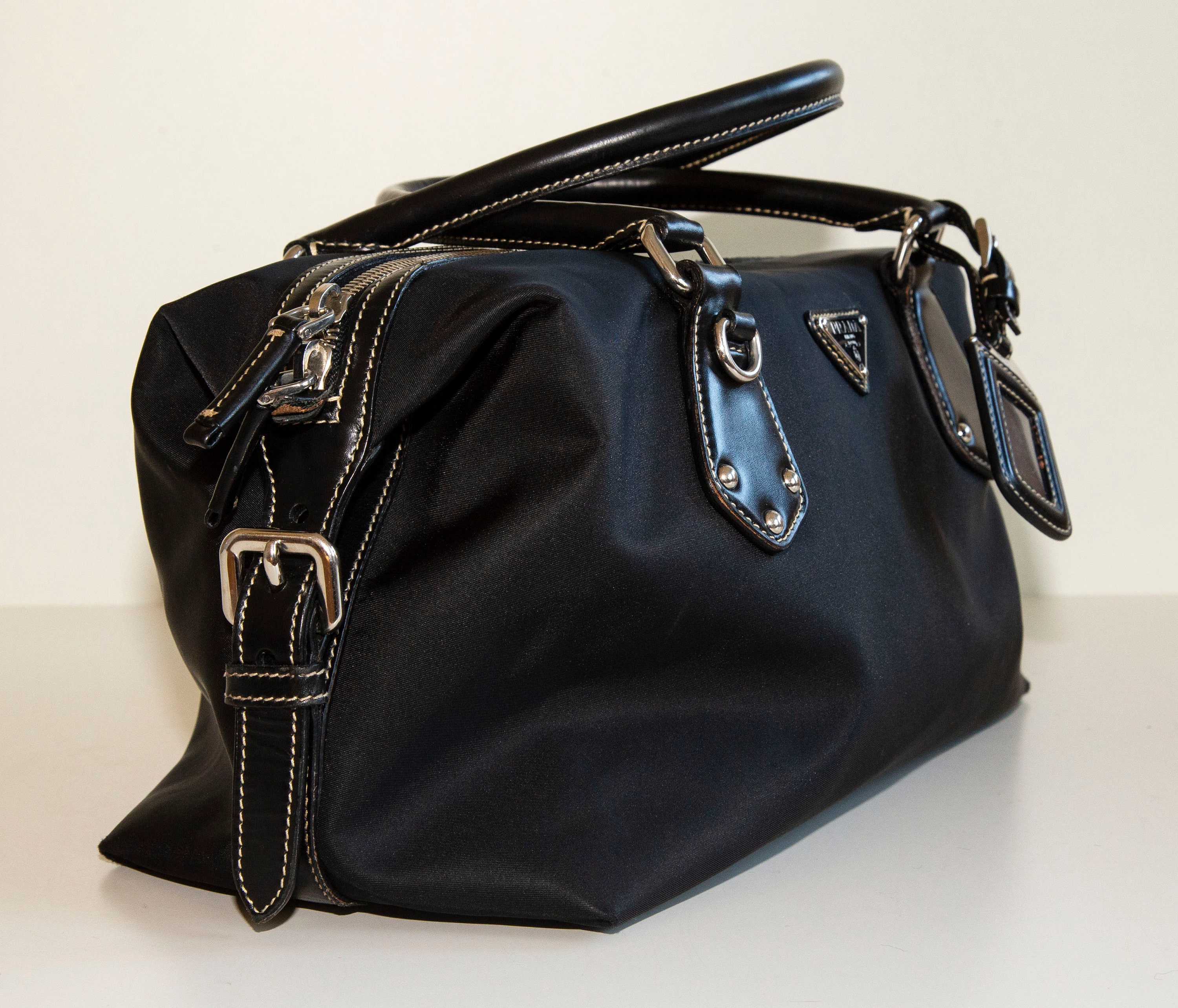 Prada Black Nylon Bowling Bag in Good Condition Etsy Canada
