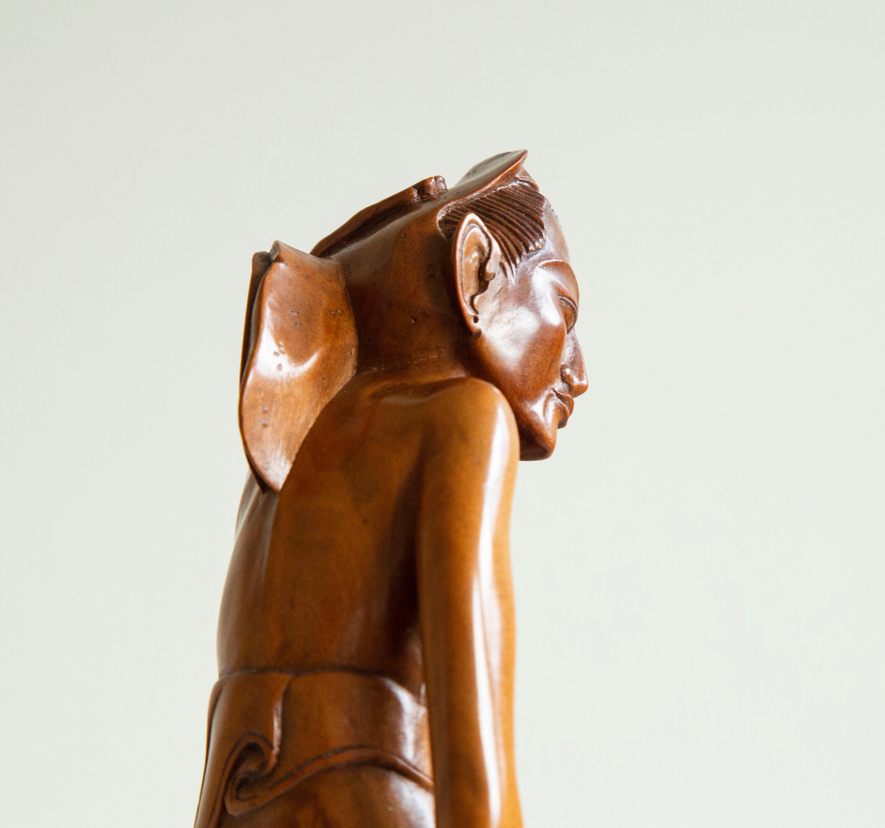 Balinese Teak Wood Art Deco Standbeeld van een Denkende Man Etsy