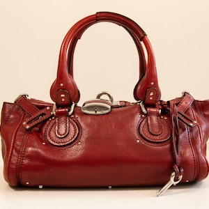 Chloe Paddington in Red Leather With Silver Toned Hardware in Good