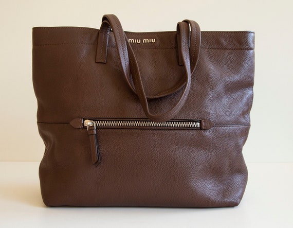 Miu Miu Brown Leather Tote Bag Miu Miu