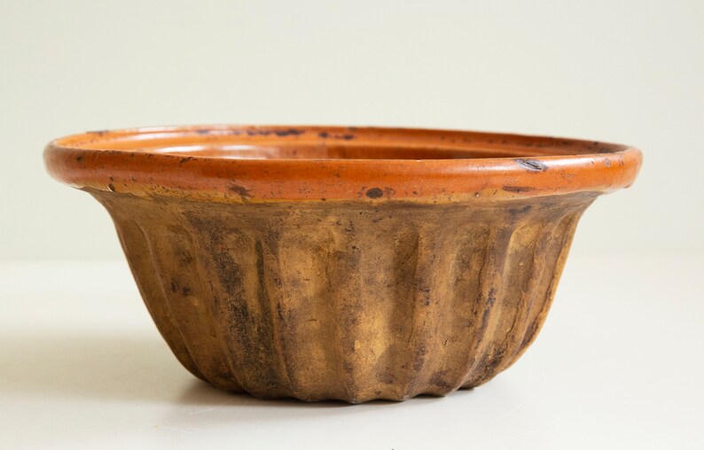 Antique 19th C Dutch Earthenware Pottery Turban Cake Mold Good Antique Condition Small Size