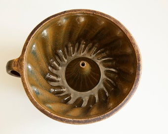 Antique 19th C Dutch Earthenware Pottery Turban Cake Mold Good Antique Condition Small Size