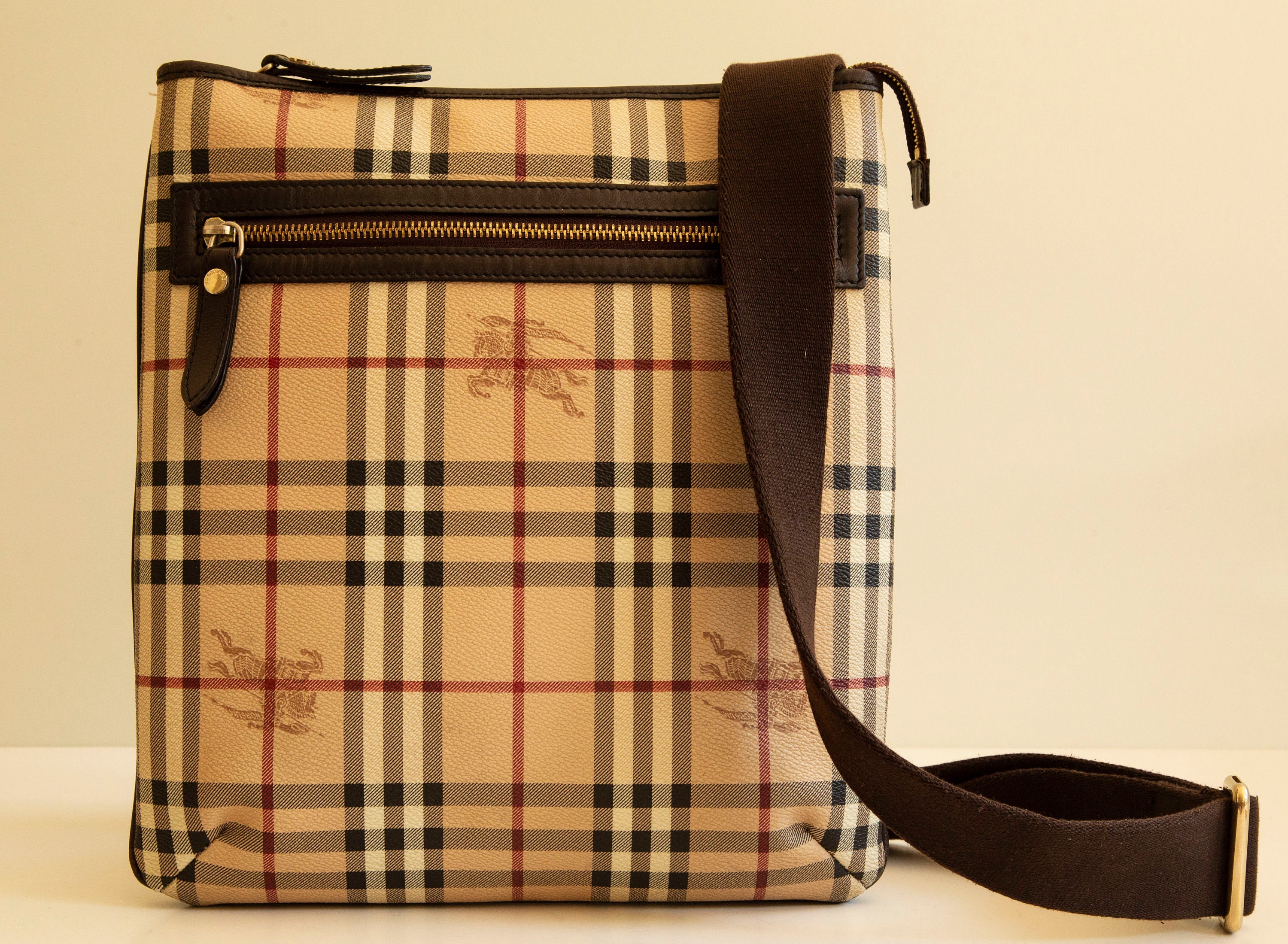 Burberry Black/Beige House Check Coated Canvas and Leather Baby