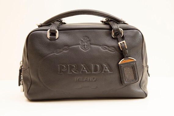 Prada Letter Leather Bag Strap in Black for Men