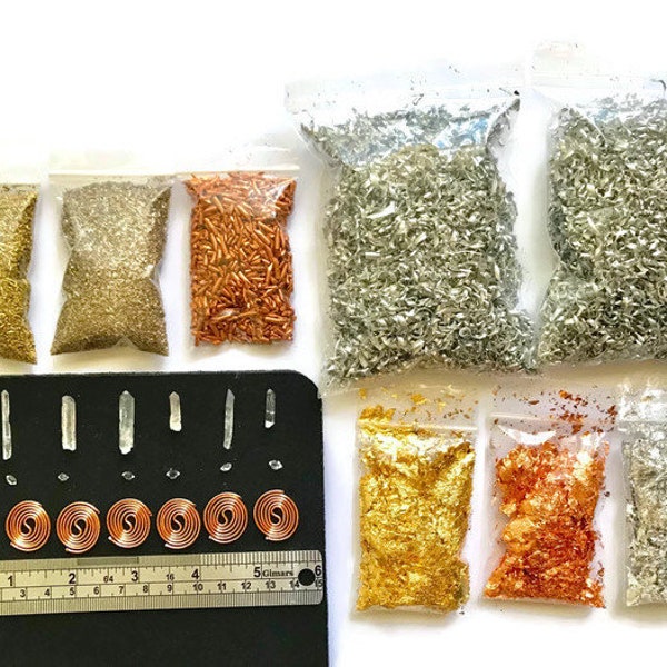Orgone Organite Supplies Kit Metal Shavings Coils Crystals