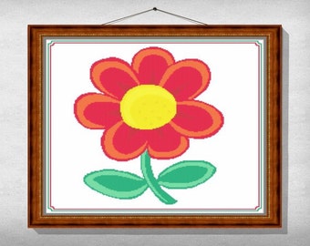 CROSS-STITCH-PATTERN-Flower, Instant download pdf