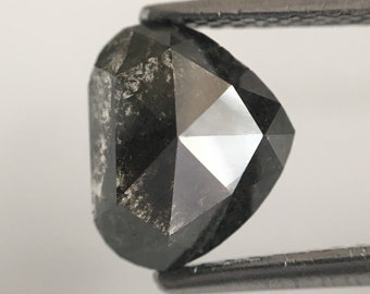 Diamant Naturel 1.00 Ct Forme Poire Sel Et Poivre - 7.0mm, Noir, Non Traité
