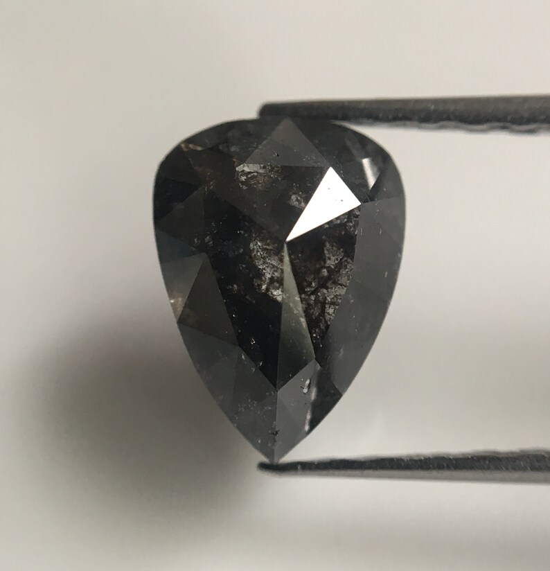 8.15 mm X 5.92 mm x 3.53 mm Fancy Grey Color Pear Natural Loose Diamond SJ4242 1.47 Ct Rose Cut Pear Shape Natural Loose Diamond