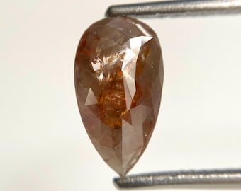 1.66 Ct Brownish Gray Pear Rose Cut Loose Diamond
