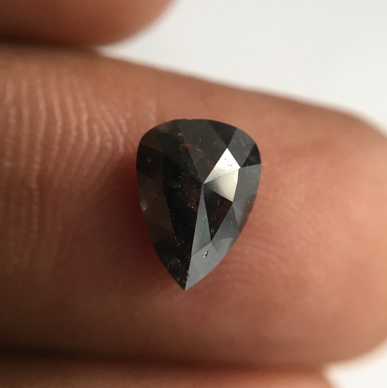 8.15 mm X 5.92 mm x 3.53 mm Fancy Grey Color Pear Natural Loose Diamond SJ4242 1.47 Ct Rose Cut Pear Shape Natural Loose Diamond