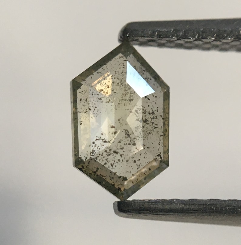7.07 mm x 4.40 mm X 1.76 mm geometric shapes Natural Loose Diamond SJ5034 0.48 Ct Natural Light Greenish Color Hexagon Shape Loose Diamond