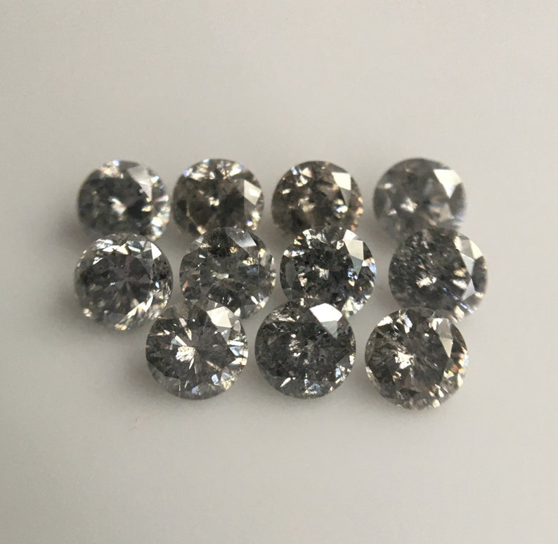 1.04 Ct Natural Loose Diamond 11 pcs SJ6062 Salt and Pepper Diamond I3 Clarity 2.80 MM to 2.85 MM Round Brilliant Cut Diamond