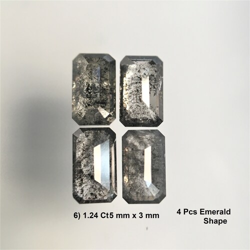 Natural Loose Diamond, Salt and Pepper Emerald Shape Diamond Lot, Grey Black Emerald Shape Diamond Lot shops SJ68/22 To SJ68/28