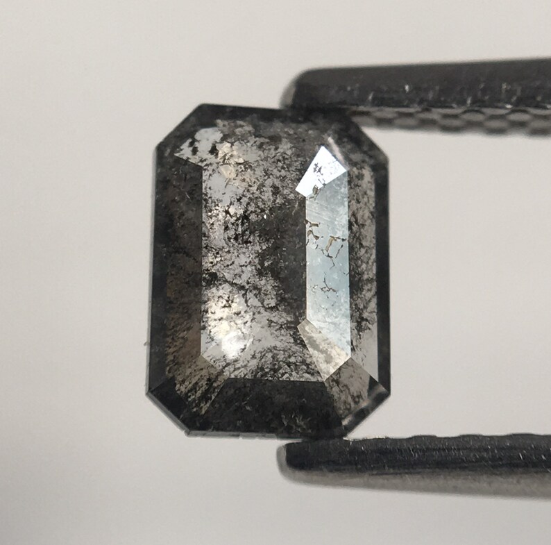 0.51 Ct Salt and Pepper Emerald Shape Natural Diamond 5.89 mm X 4.24 mm X 1.69 mm Polished Diamond best for engagement rings SJ6033