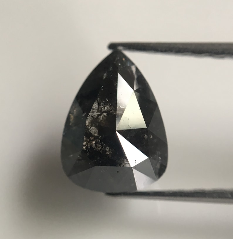 8.15 mm X 5.92 mm x 3.53 mm Fancy Grey Color Pear Natural Loose Diamond SJ4242 1.47 Ct Rose Cut Pear Shape Natural Loose Diamond