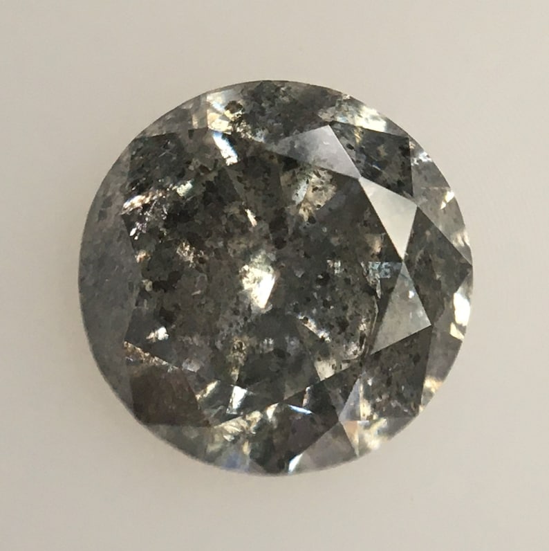 5.45 MM x 3.34 MM Round Shape Natural Loose Diamond SJ34114 0.67 Ct Natural Diamond Round Brilliant Cut Black Gray Salt and Pepper