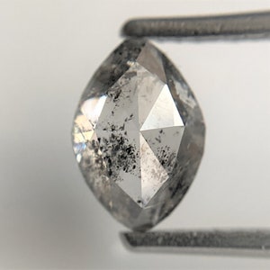 1.27 Ct Rose-Cut Marquise Salt & Pepper Diamond