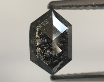 0.94 Ct Salt & Pepper Hexagon Diamond: Rose Cut Loose Stone