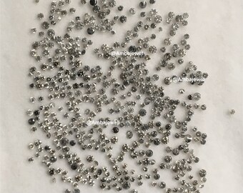 1.00 Ct 1.15 mm to 3.50 mm Natural Salt and Pepper Round Brilliant Cut Diamond, Gray & Black Diamond, Polished Round Cut Diamond lot