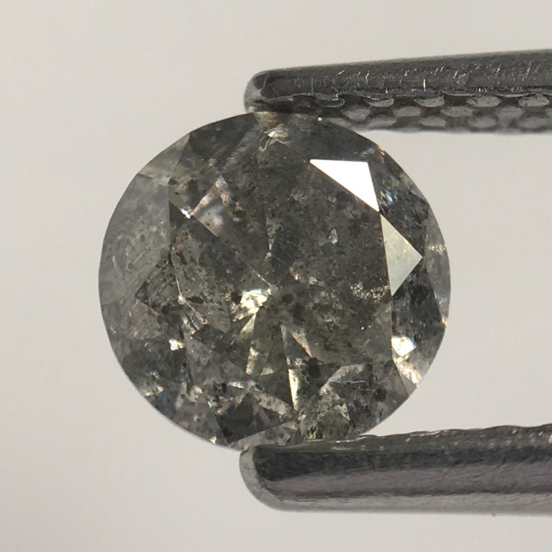 5.45 MM x 3.34 MM Round Shape Natural Loose Diamond SJ34114 0.67 Ct Natural Diamond Round Brilliant Cut Black Gray Salt and Pepper