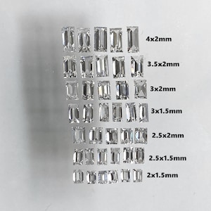 2,00 mm bis 4,00 mm gerader Baguettediamant, 1,00 ct F-G VS / VVS rechteckiger, im Labor gewachsener Diamant, LGD-Baguette1