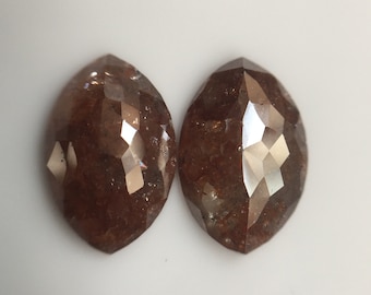 2.42 Ct Brown Marquise Diamond Pair: Rose Cut Loose Stones
