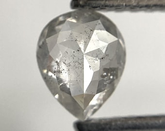 0.54 Ct Pear Salt & Pepper Diamond: Rose Cut Natural Diamond