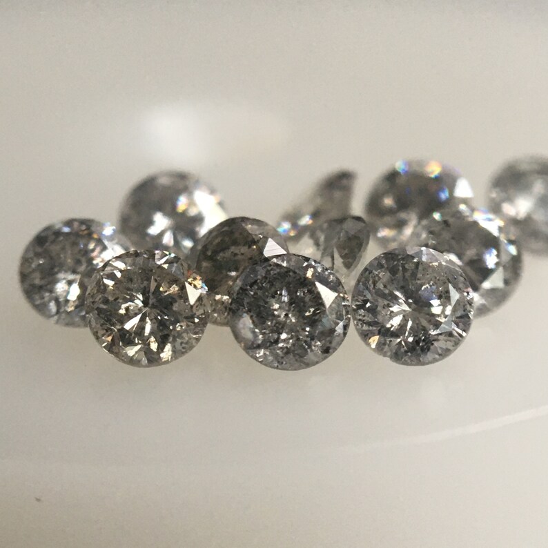 1.04 Ct Natural Loose Diamond 11 pcs SJ6062 Salt and Pepper Diamond I3 Clarity 2.80 MM to 2.85 MM Round Brilliant Cut Diamond
