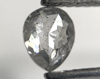 0.55 Ct Pear Rose Cut Salt and Pepper Natural Diamond