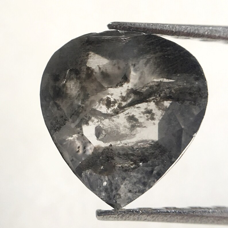 Grey Rose Cut Pear Natural Loose Diamond SJ3209 Pear Cut Loose Natural Diamond 0.76 Ct Dark Grey Color 7.30 mm X 6.90 mm x 2.10 mm