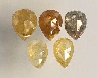3.18 Ct Fancy Color Pear Shape Rose Cut Rustic Diamonds - 5 Pcs