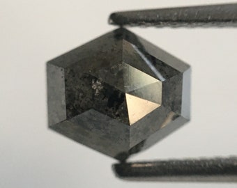 2.26 Ct Salt & Pepper Hexagon Rose Cut Diamond: Geometric Loose Diamond