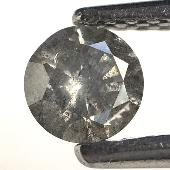 0,47 Ct Naturel Loose Baguette Sel Et Poivre Diamant Noir Gris Forme