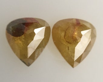 1.33 Ct Yellow Pear Shape Rustic Diamond: Natural Polished Loose Diamond